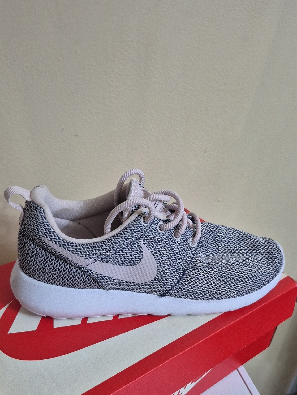 Nike Kids Knit Sneaker in Light Pink and Gray